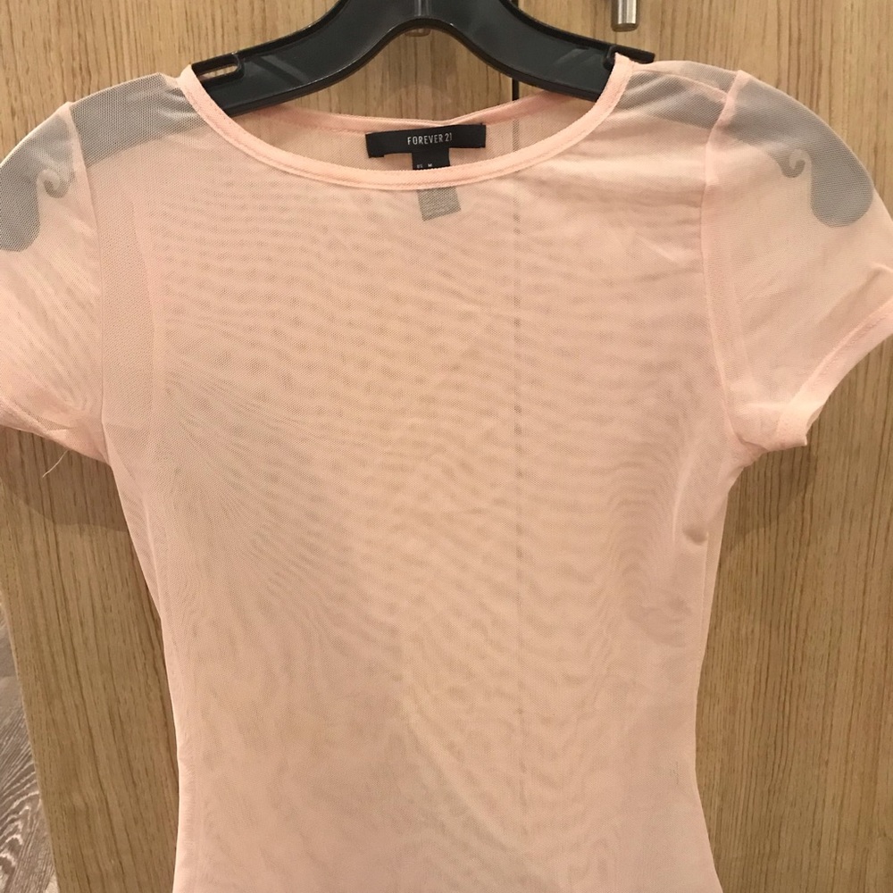 Blush pink forever 21 mesh body suit